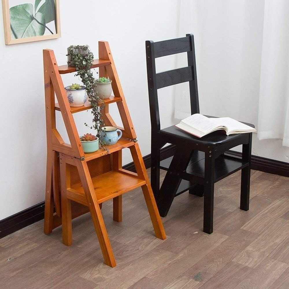 Convertible Ladder Chair, Multifunction Wood Ladder Stool Innovative Step Sto...