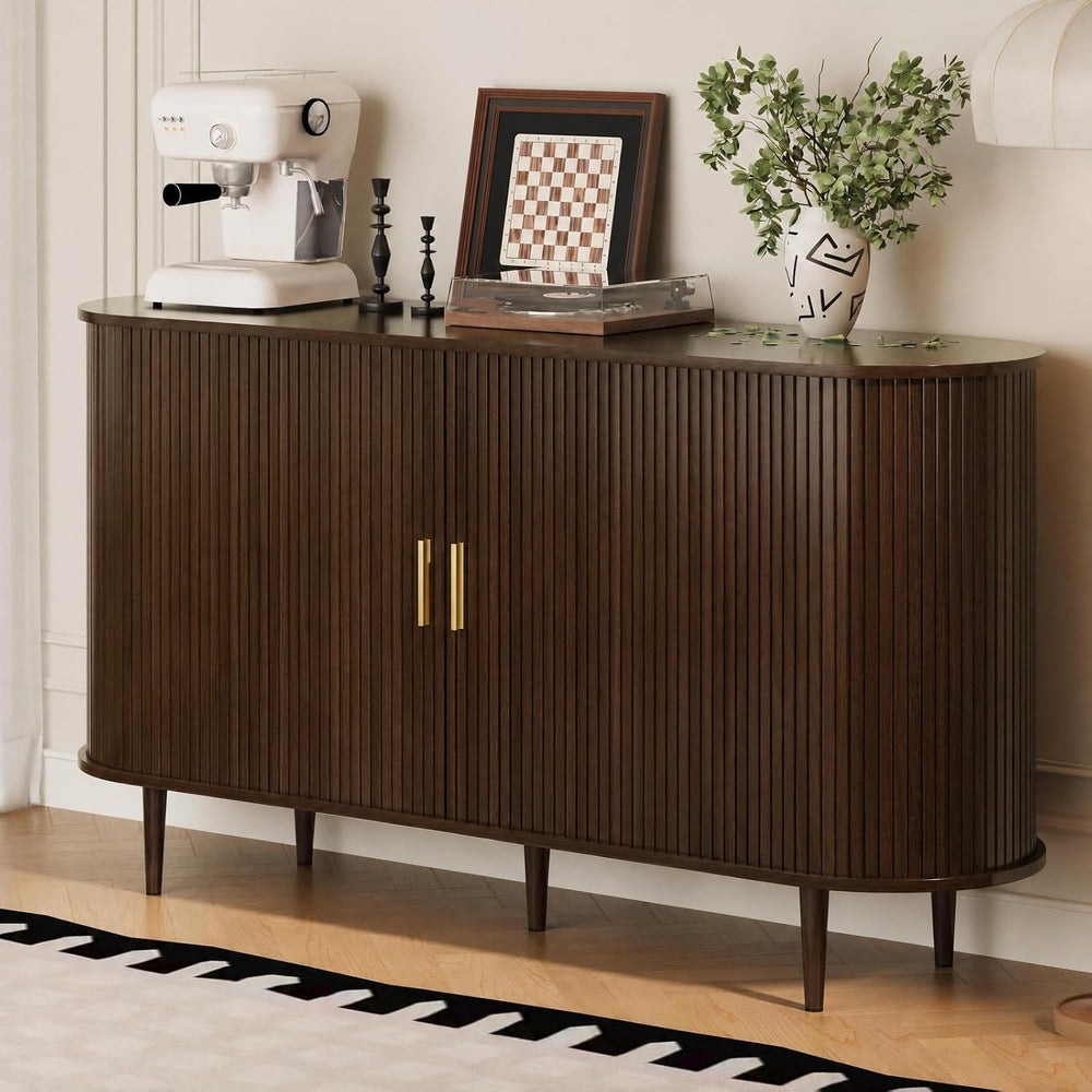 DHH Sideboard Buffet Cabinet with Storage,Mid Century Modern Fluted Accent Co...