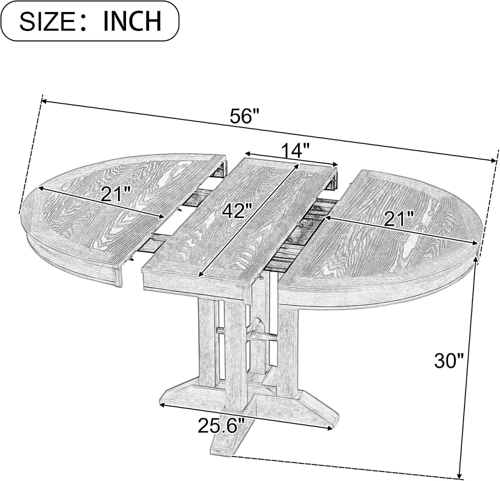 42" Round Dining Table for 4-6, Functional Round Extendable Wood Folding...