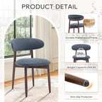COLAMY Wooden Dining Room Chairs Set of 6, Modern Upholstered Fabric Dining Chairs, Farmhouse Kitchen Side Chair with Foot Pegs, Blue