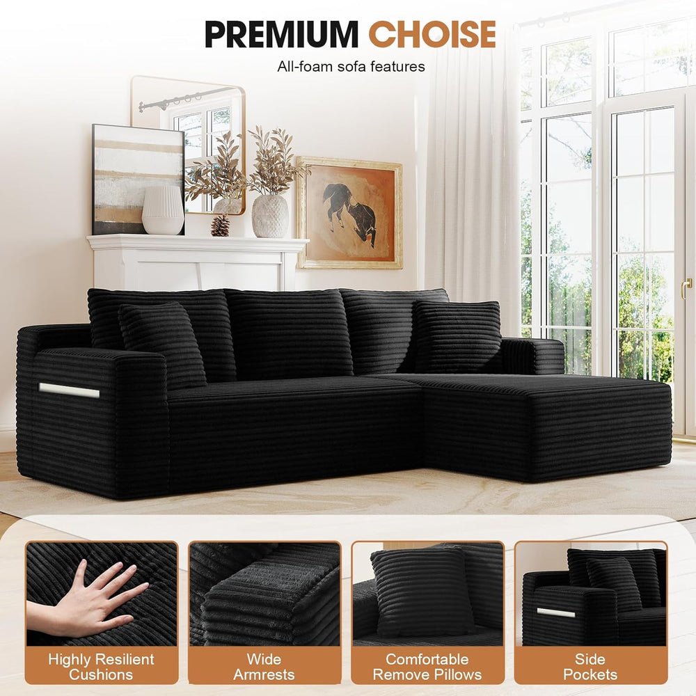 94.5" L-Shaped Cloud Sectional Couch for Living Room, Modern Minimalist ...
