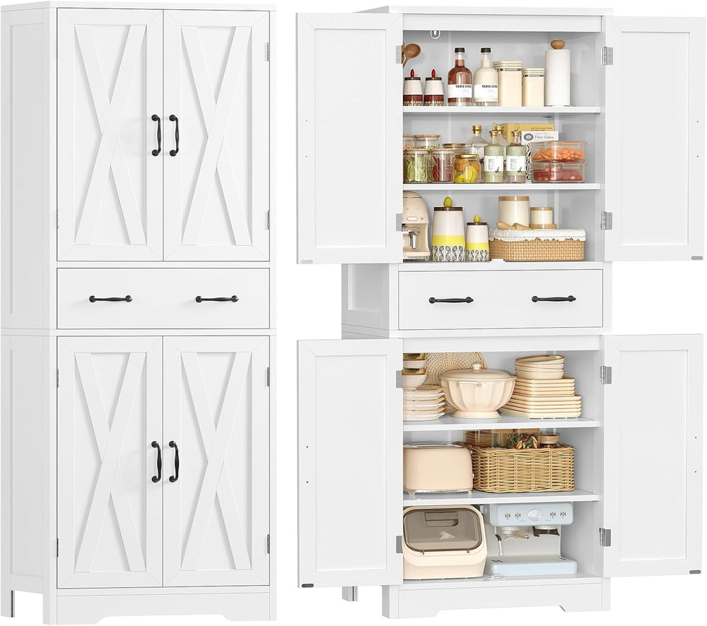 TEENFON Tall Storage Cabinet with 2 Adjustable Shelves & 1 Large Drawer, ...