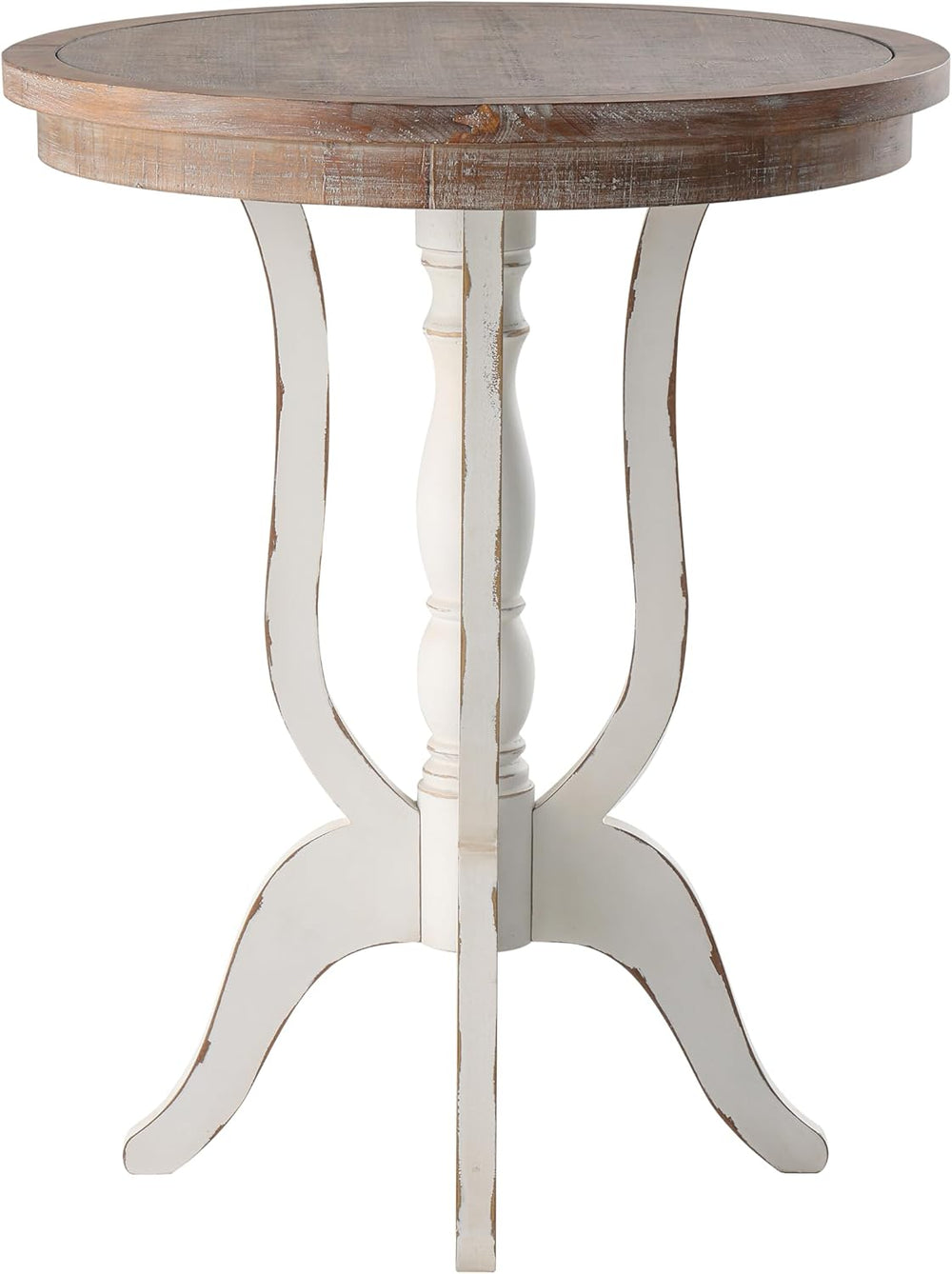 Farmhouse Accent End Table, Rustic Side Table with Natural Top for Family, Di...