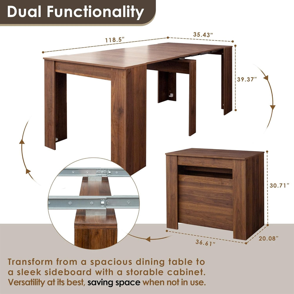 20"-118" Extendable Dining Table for 2-12 People, Modern Modular Ex...