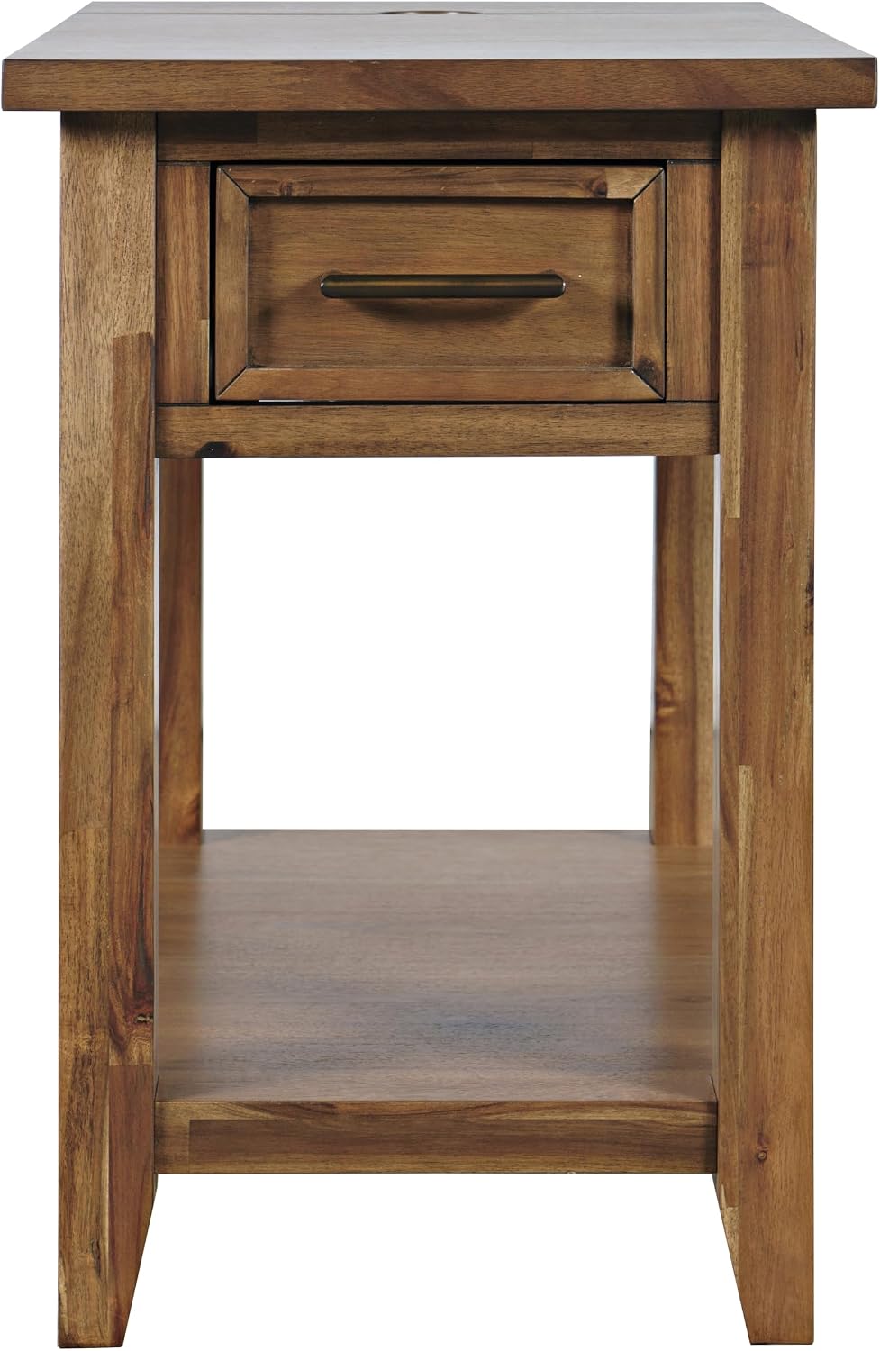 Jofran Acacia Wood USB Charging End Table with Storage, Transitional Side Tab...