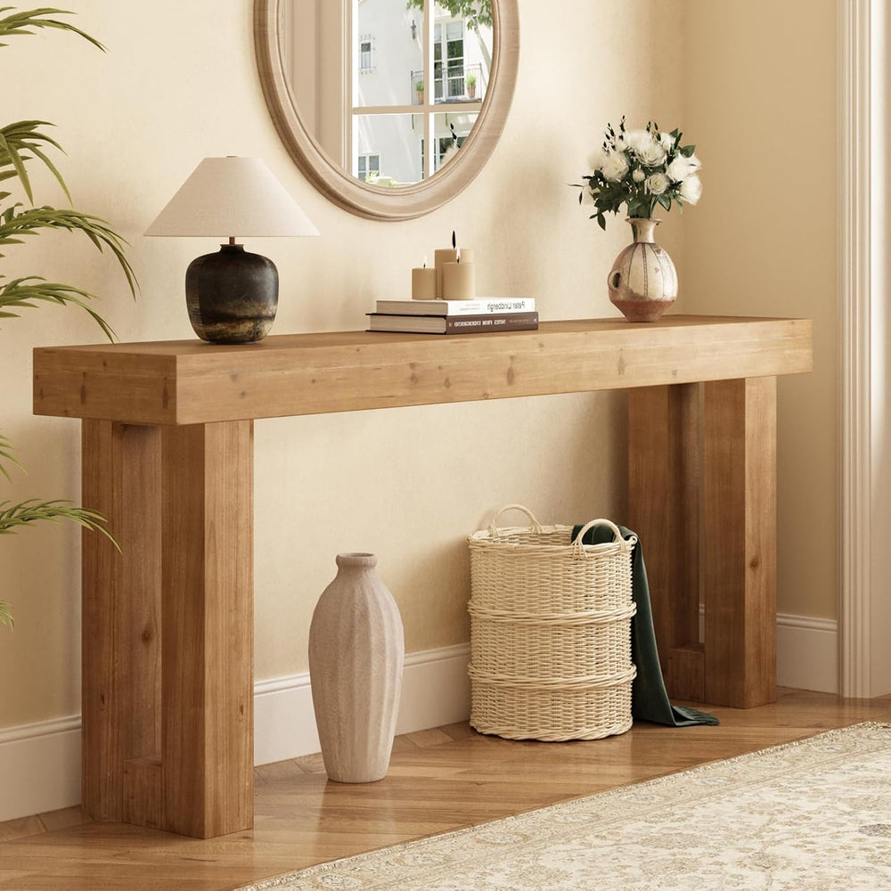HOKYHOKY Solid Wood Entryway Table, 70-Inch Long Farmhouse Console Tables | R...