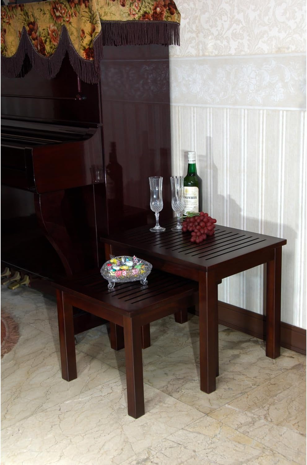 HomeStock Mahogany Nesting Table (Set of 2 Pcs)