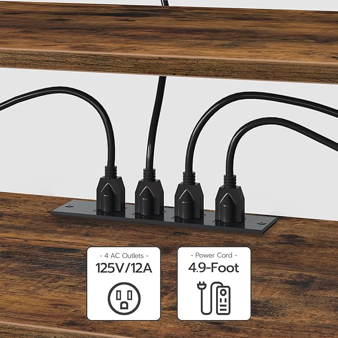 HOOBRO TV Stand with Power Outlets to 65 Inches, TV Console Table with Open S...