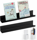 DTUQYX 2-Pack Metal Magnetic Book Shelf: Modern Industrial Style, 2 Shelves, 10 lbs Capacity, Magnetic Shelf for Whiteboard, Classroom & Office(Black)