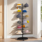 Hat Rack Stand 30-Hooks, Hat Display Stand Metal,Hat Display for Stores， Home or Store of Standing hat Rack(Black,6th Floor)