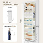 2 Pack Over The Door Organizer, Hanging Storage Organizer with Clear Window, 40lb Ultra Sturdy Large Capacity Room Organizer for Pantry Laundry Bathroom Nursery Closet (Beige)