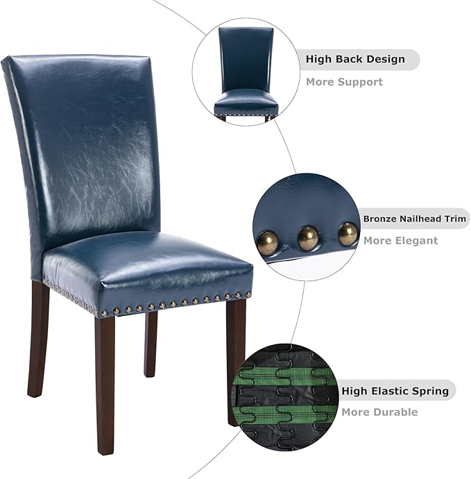 COLAMY Upholstered Parsons Dining Chairs Set of 6, PU Leather Dining Room Kit...