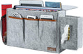 Bedside Caddy, Large Size Bedside Storage Organizer Bedside Organizer Caddy for Magazine Remotes Phone (13.4'' x 18.1'' Tissue box holder, Light Grey)