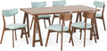 Christopher Knight Home Warren Mid-Century Modern 7 Piece Dining Set with A-Frame Table, Mint and Walnut