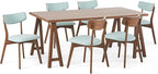 Christopher Knight Home Warren Mid-Century Modern 7 Piece Dining Set with A-Frame Table, Mint and Walnut