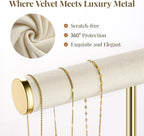 3 Tier Bracelet Holder Display - Detachable T Bar Beige Velvet Bracelet Holder, Jewelry Holder Organizer for Bracelet, Necklace, Earrings, Rings