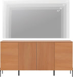 WAMPAT 61.6" TV Stand Cabinets for TVs up to 70 Inches, Entertainment Center with Storage Cabinets and 4 Doors, Mid Century Modern Media TV Console Table for Living Room Bedroom,Mocha