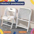 Giggle & Play Kids Folding Chair, 2 Pack - Toddler Beach & Camping Chair | Portable Folding Chairs for Kids & Toddlers, Lightweight for Beach, Camping & Sturdy Backrest, Easy Fold - White