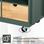 PHI VILLA Kitchen Island Cart on Wheels - Butcher Block Island Table for Food Prep, Rolling Kitchen Trolley with Storage