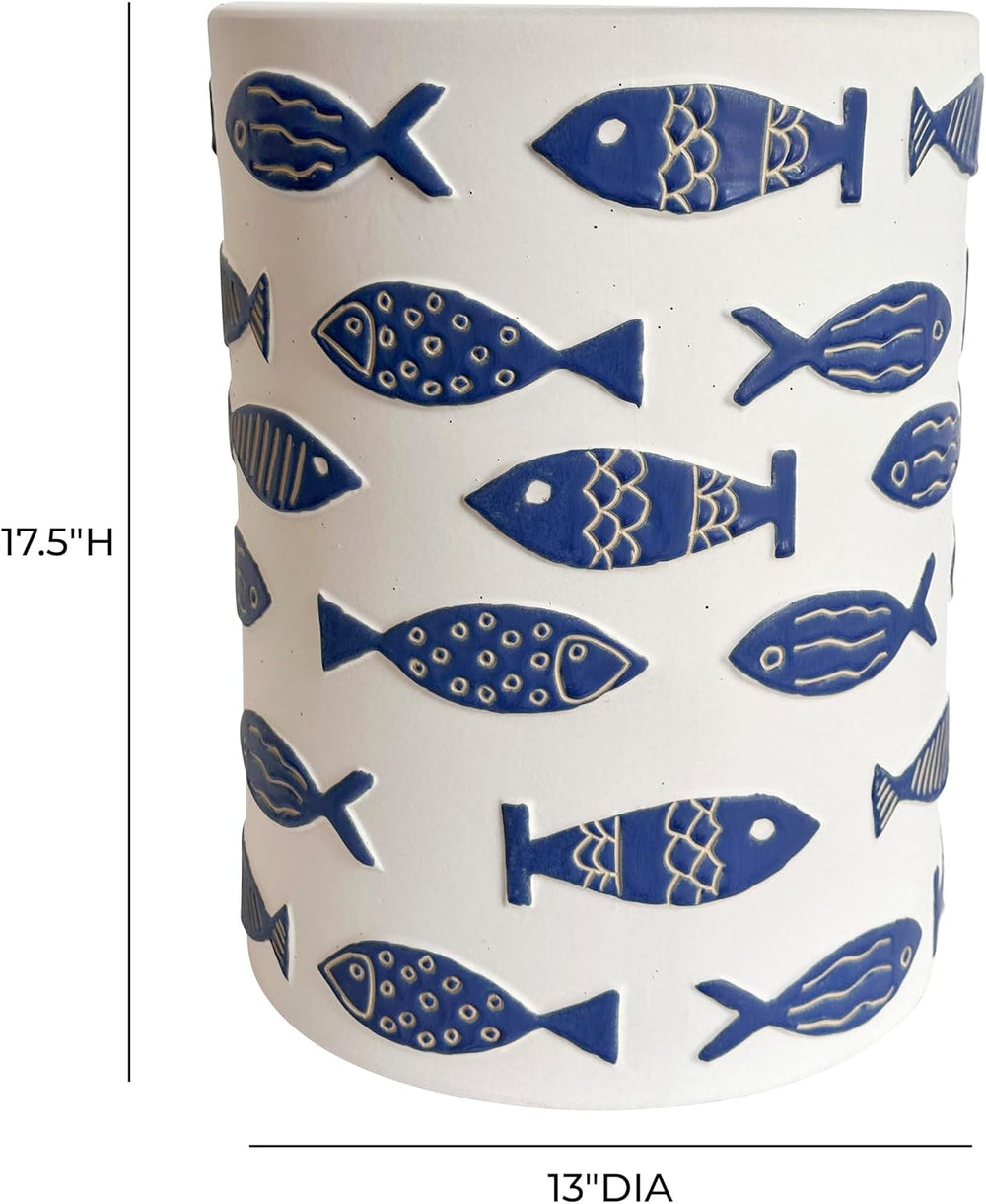 Tov Furniture Tempest Ceramic Table in Blue Fish