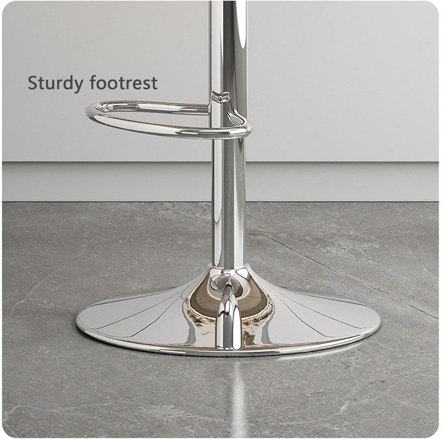 Reception Chair, Metal Bar Stools, Home Office Desk Chair, Commercial Stainless Steel Stool, 360° Free Rotation, with Padded Cushion and Back(White)