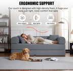 79" Boneless Couch for Living Room,Convertible Futon Sleeper Sofa Bed | 6-In-1 Boneless Couch,Corduroy Sleeper Sofa Bed with Pillows,Modular Floor Loveseat Pull Out Couch, No Assembly, Dark Gray