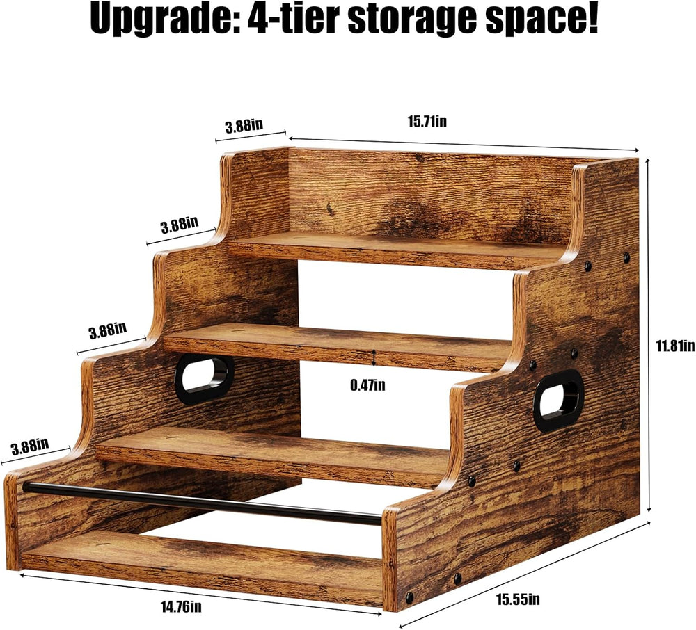 KLM Liquor Bottle Display Shelf, Coffee Syrup Rack Organizer, 4 Step Countert...