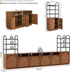 Yechen 165" Modular Entertainment Center with Bookshelves for up to 98", Mid Century Modern TV Stand with Storage, TV Cabinet with Open Shelves and Adjustable Shelves, Living Room, Walnut Oak(4 PCS)