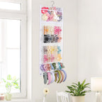 SNOWSTAR Hair Claw Clip Organizer, Large Transparent Bag for Scrunchies Holder and Hair Ties Organizer with Women Girls, Hair Accessorie Hanging Storage Home Decor Wall, Door
