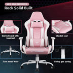 Gaming Chair High Back Gaming Chair for Teens, Ergonomic Racing Chair Computer Desk Chair with Massage Lumbar Support and Headrest, Cute Gamer Chair with Height Adjustable (Pink)