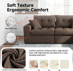 113" L-Shaped Modular Sectional Sofa Chaise Boneless Couch No Assembly | Corduroy Boneless Sectional Couch with Deep Seat, Couches for Living Room, Bedrom, Couch in a Box, Light Gray