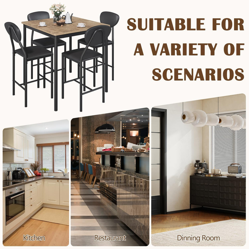 EROMMY Dining Table Set for 4, Modern Kitchen Table and Chairs with PU Leathe...