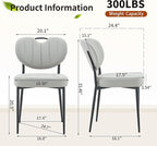 Modern Dining Chairs Set of 4, Grey Leather Dining Chairs for Dining Room and Kitchen, Dinning Chair with Oval Curved Backrest, Precision Stitching, Top Handle, 3.54" Thick Cushion Seat, Metal Legs