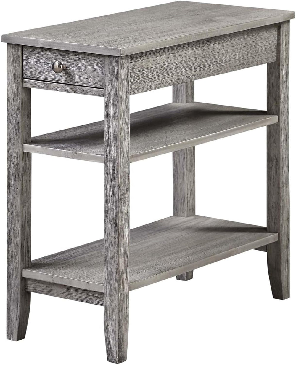 Pemberly Row Three Tier End Table with Drawer, Gray Wood Finish, 23.5 x 11.25...