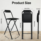 25.4inch +29 inch 2PCS Folding Stool with Backrest, Tall Foldable Bar Stool Chair, Portable Counter Folding Stool Height Bar Stools Leather Padded for Kitchen Shop Cafe Guitar Music