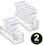 mDesign Small Plastic Nursery Storage Container Bins with Handles for Organization in Cabinet, Closet or Cubby Shelves - Organizer for Baby Food, Bibs, Formula - Ligne Collection - 2 Pack - Clear