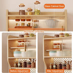Tall Pantry Cabinet, Wide Kitchen Pantry Storage Cabinet, Freestanding Kitchen Cupboard, Coffee Bar Workstation, for Bedroom, Dining Room, Office(White,187x80cm/73.6x31.5in)