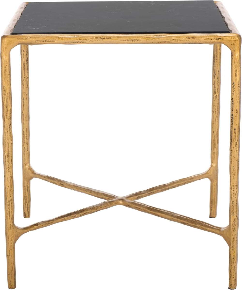 SAFAVIEH Couture Collection Jessa Brass Base & Black Marble Top Square En...