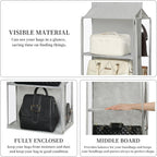 8 Grids in 1 Rotatable Hanging Purse Handbag Organizer with Double Zippers, Visible Purse Organizer for Closet, Fully Enclosed Handbag Storage Holder