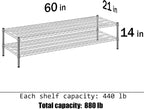 21" Deep x 60" Wide x 14" Height Wire Shelving Kit | 2-Tier | NSF Commercial Storage Rack Unit