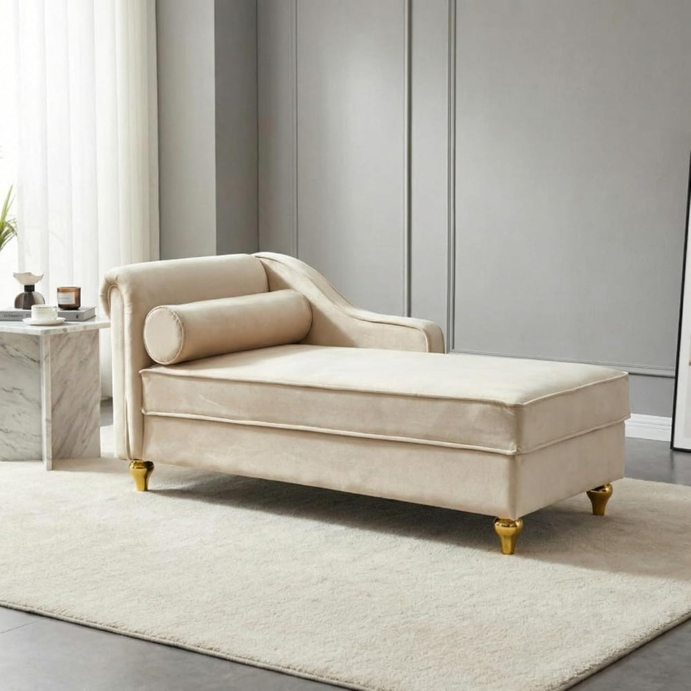 60.6''Velvet Chaise Lounge Indoor, Modern Velvet Lounge Chair with Le...