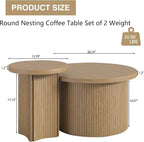 Mxtxmy Set of 2 Nesting Coffee Tables Farmhouse,Round Coffee Table Living Room,Wood Finish Coffee Table Set, Small Coffee Tables, Sofa Side Living Room Bedroom Coffee Side Table (Large Size - Set)