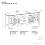 SIMPLIHOME Artisan SOLID WOOD 72 Inch Wide Transitional TV Media Stand in Black for TVs up to 80 Inches, For the Living Room and Entertainment Center