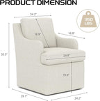 VKNOW Upholstered Dining Chairs, Modern Kitchen Chairs Dinner Chairs with 4 Casters, Chenille Armchair for Bedroom Reading Room Living Room, Beige