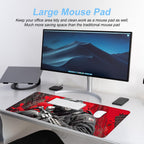 Tactical Soldier Gaming Mouse Pad – 31.5" x 11.8" Extended Desk Mat with Red Urban Battle Scene – Non-Slip Base, Smooth Surface for Gamers & Office Use