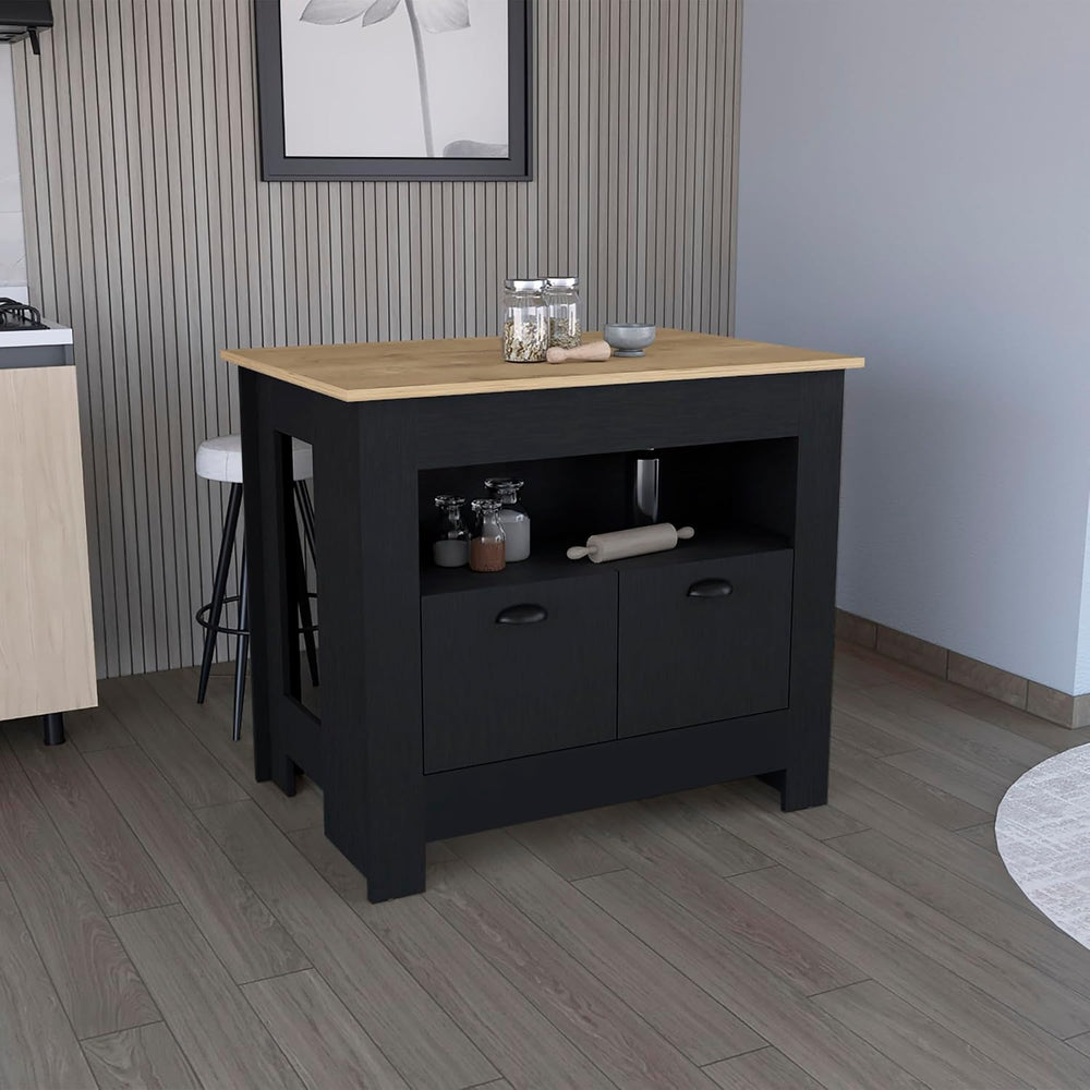 Kitchen Island Two Door Cabinet and Shelf with Multicolor | Ample storage wit...