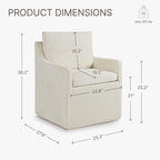 Upholstered Dining Chairs Set of 1, Washable Cover Modren Deskchair with 4 Casters & Hidden Storage for Dining Room, Living Room, Home Office, Beige, 1 Box