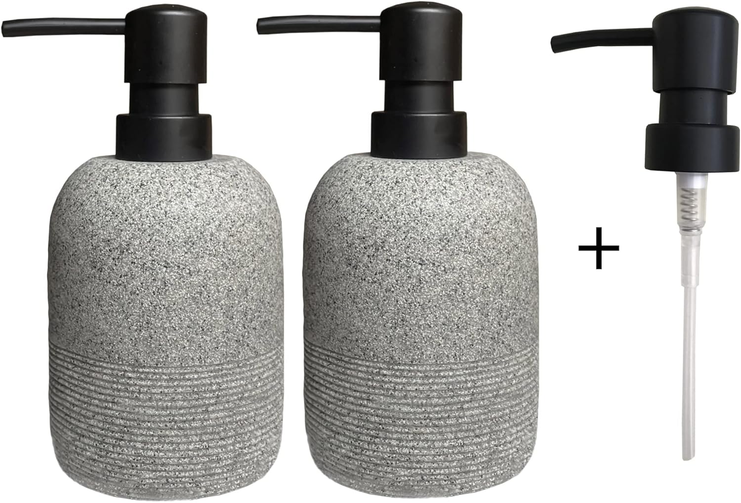 2pcs/Set Grey Soap Lotion Dispenser with A Spare Pump,Liquid Hand Soap Dispenser Sets for Bathroom Countertop, Soap Dispenser for Kitchen.