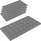 Novel Box 5 Pack 32-Slot Gray Liner Jewelry Storage Tray Inserts 14.75x8.25x1 Inches - Jewelry Organizer Pad for Drawers & Store Displays - Jewelry Display Pads for Rings Earrings & Pendants