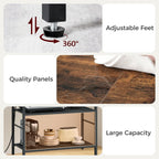 MAHANCRIS Bakers Rack with Power Outlet, Kitchen Storage Shelf with 6 Hooks, Microwave Stand with Storage, 4-Tier Coffee Bar Station, for Kitchen, Dining Room, Rustic Brown and Black BRHR351E01